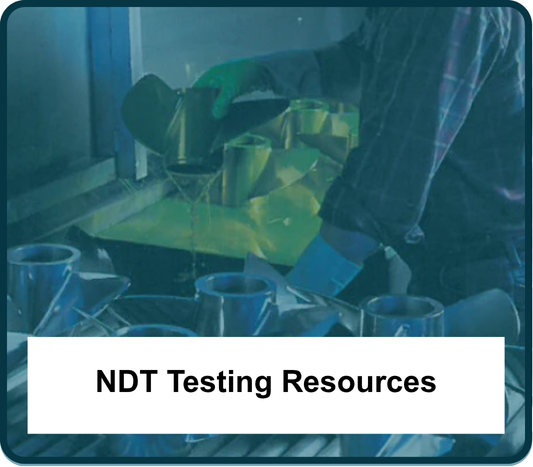 Image showing an employee conducting a non-destructive test on newly manufactured metal parts.